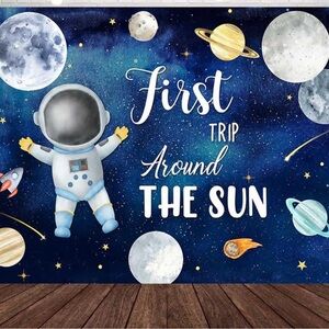 One year old backdrop First Trip Around the Sun Astronaut Backdrop cloth 5*7
